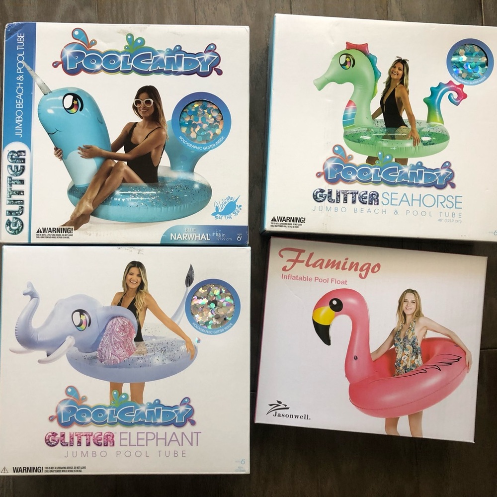 HOLD Narwhal and Elephant: NIB Animal Pool Floats/Inner-Tubes (Adult Sized)